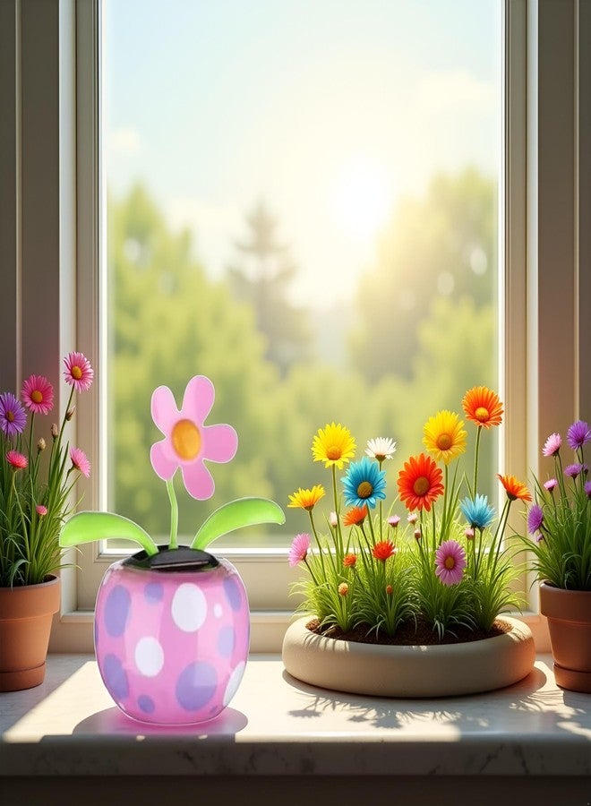 Bwexxt Solar Dancing Solar Powered Dancing Pink Flower in Colorful Shape Flip Flap Animated Bobblehead Dancer Window Sun Catcher Car Dashboard Decor Solar Power Kits for Solar Power Kits,Funny Ornaments - Image 5